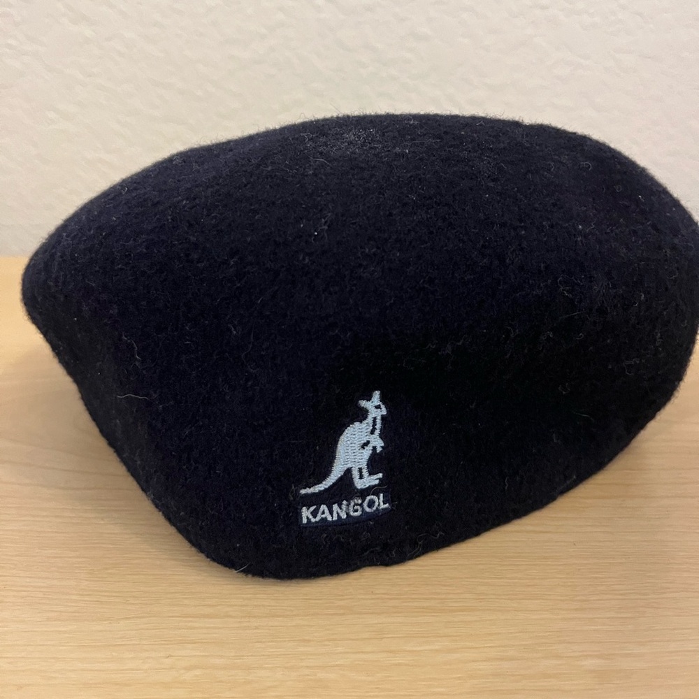 Kangol 504 Dark Wool Cap with Logo, Navy, XL